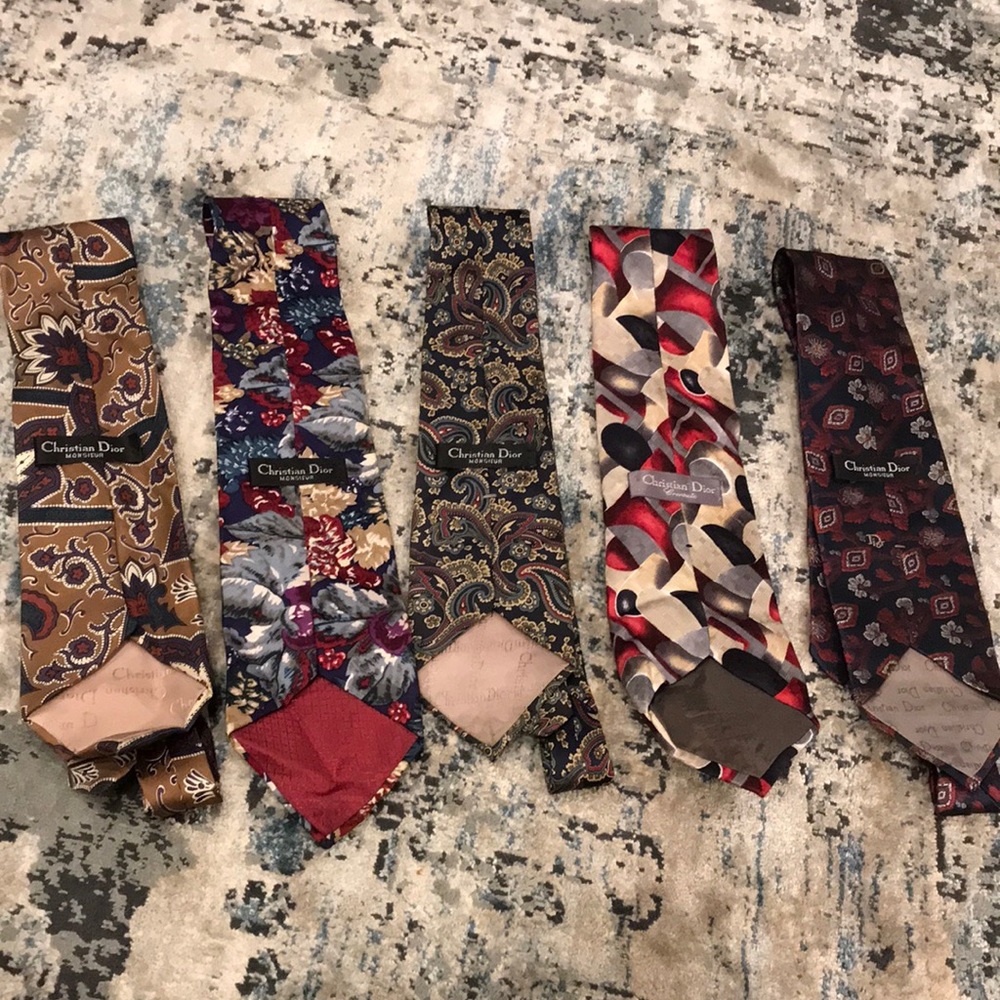 5 beautiful Christian Dior mens silk ties.